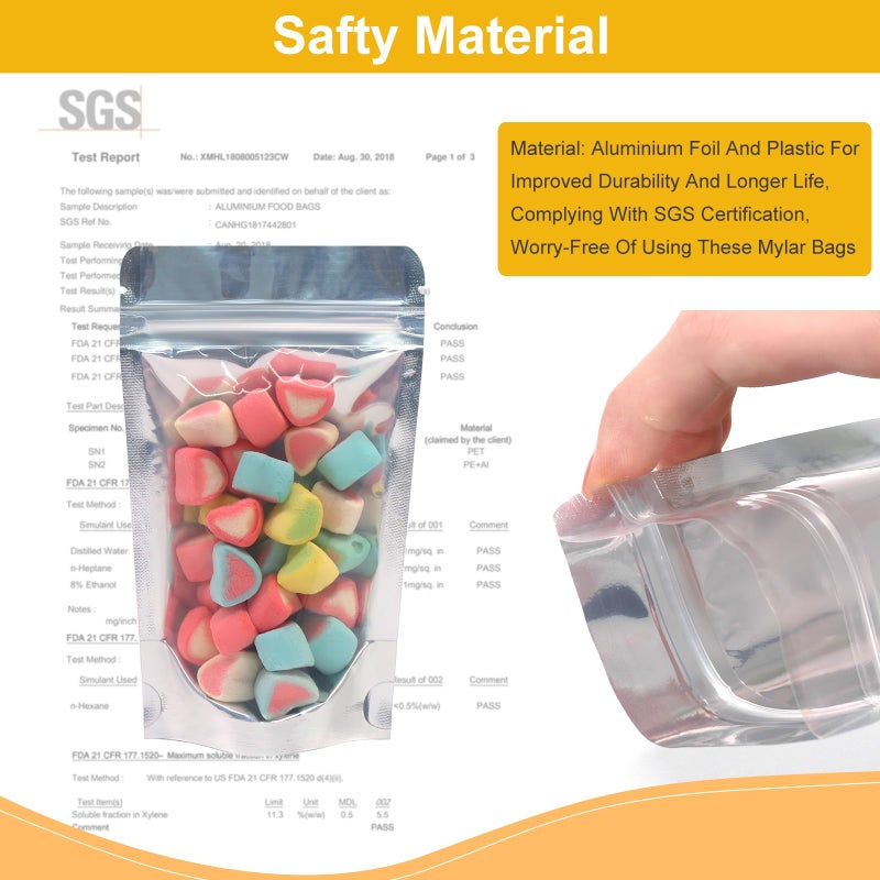 SumDirect Reusable Aluminium Foil Zipper Stand Up Food Pouches Bags with Notch for Food Storage 4.7x 7 Inches, 7.6oz, Pack of 50 - Image 3